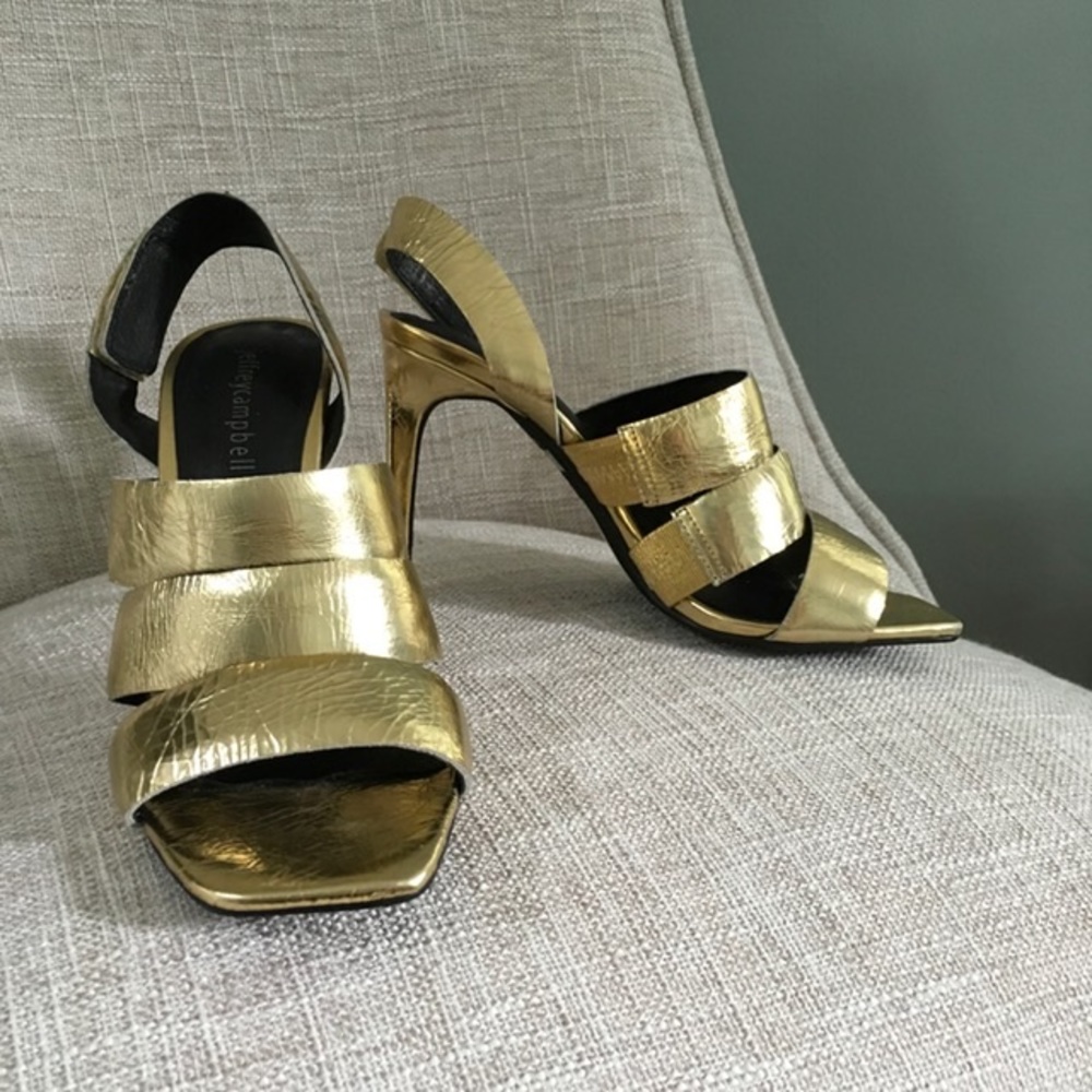 Jeffrey Campbell Trios Gold Metallic Heels
