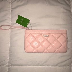Kate Spade Pink Leather Zipper “Chrissy” Clutch