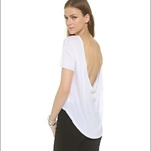 OAK NYC White Drape Low Back T-Shirt XS
