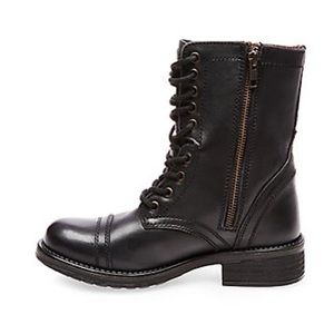 STEVE MADDEN - Black Leather Combat Boots