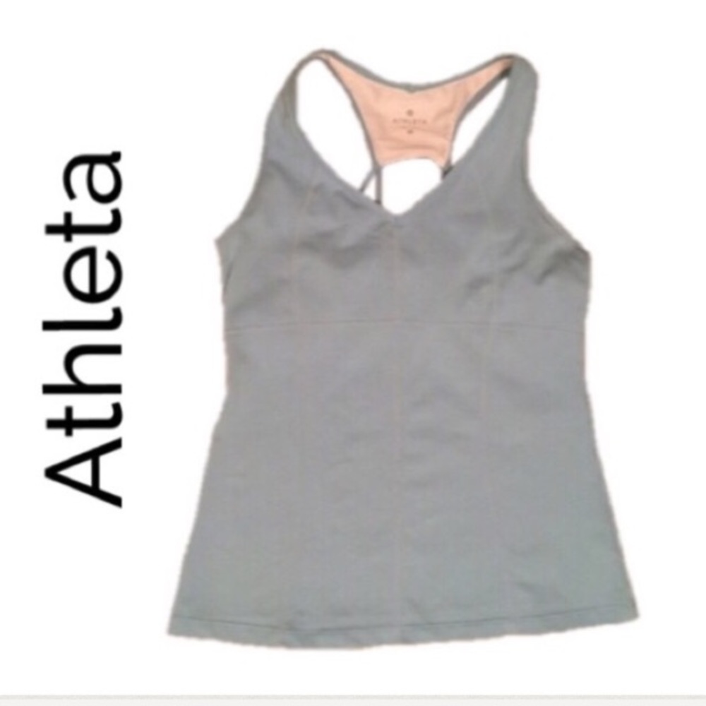ATHLETA Blue Tank Top Built In Sports Bra Medium