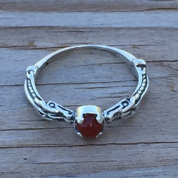 Dragon Ring Sterling Silver w/ Carnelian gem - Picture 6 of 8