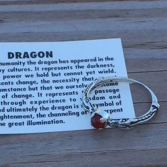 Dragon Ring Sterling Silver w/ Carnelian gem - Picture 5 of 8