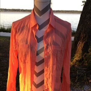 Aeropostale Button Front Woman's Size L Sheer LS