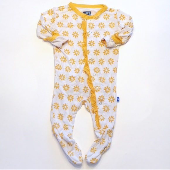 Kickee Pants Other - Kickee Pants Bamboo Yellow flower Footie