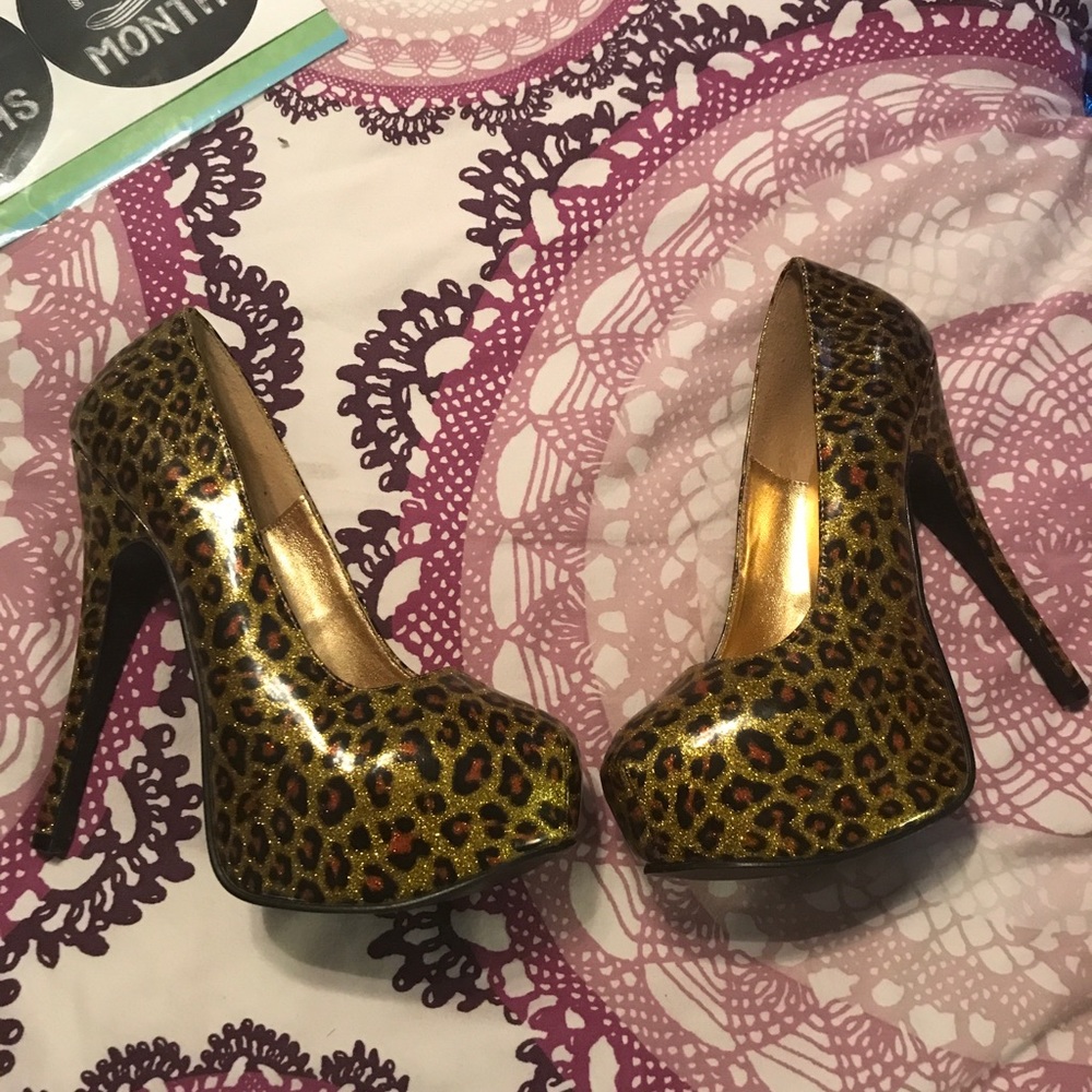 Bordello Teeze cheetah sparkly pumps