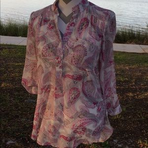 Rue 21 Womans Shirt Sheer Size M Pink Polyester
