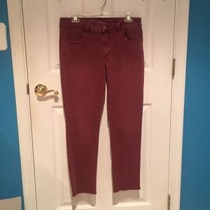 American Eagle Burgundy Denim Jeggings