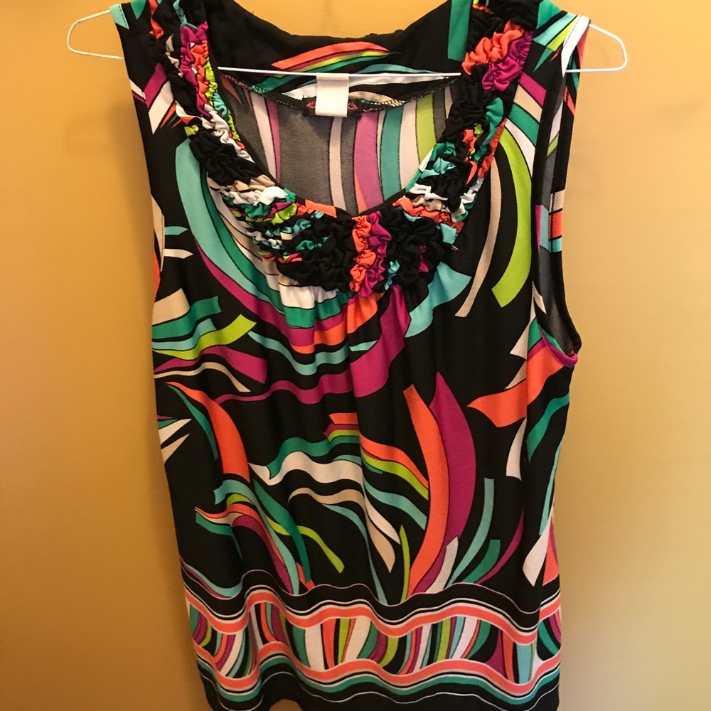 1X Sleeveless multi-colored top