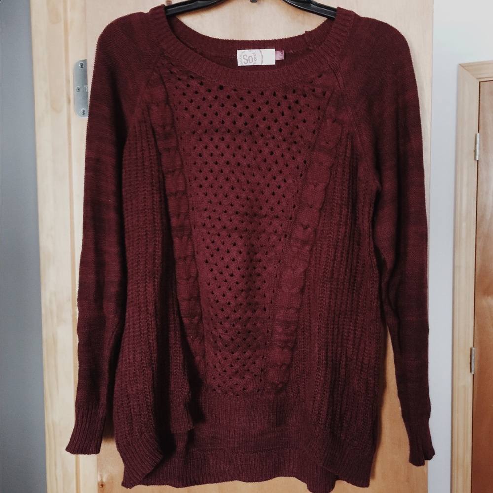 SO Burgundy Cable Knit Sweater