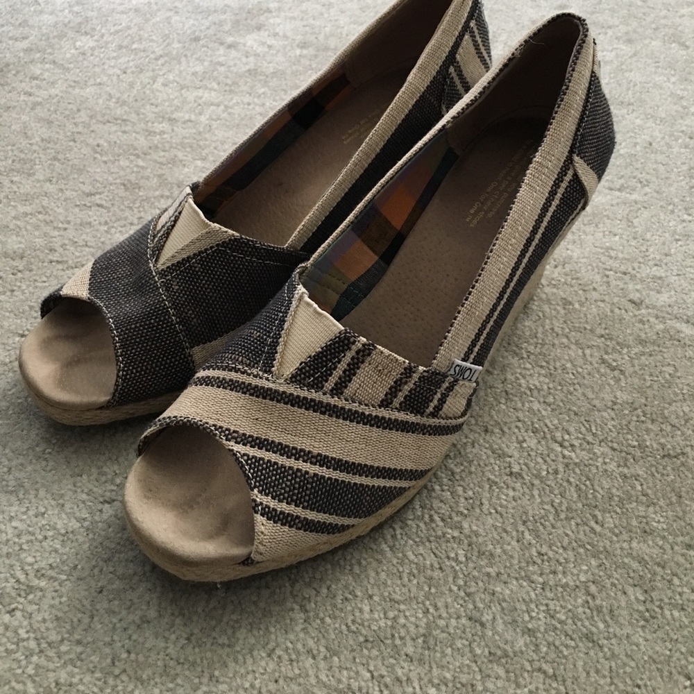 TOMS wedge peep toe heels