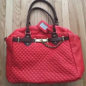 Steve Madden Quilted Red Leather weekender bag!
