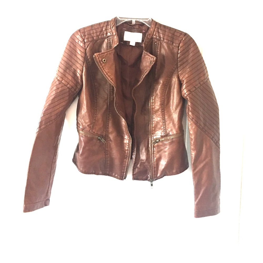 Xhilaration brown faux leather motorcycle jacket