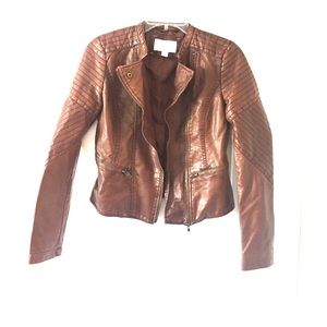 Xhilaration brown faux leather motorcycle jacket