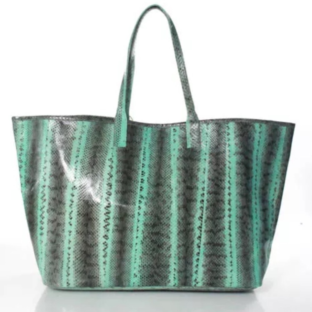 Aqua Gray Snakeskin "Grace" Tote Handbag & WALLET!