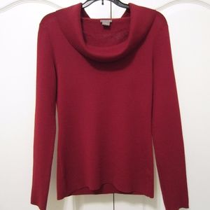 Ann Taylor Red Merino Wool Cowl Neck Sweater Small