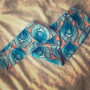 Beautiful orange and blue Lularoe Leggings