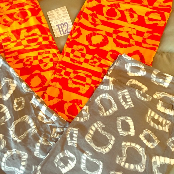 LuLaRoe Pants - LuLaRoe Vampire Teeth Halloween Leggings TC2 SET