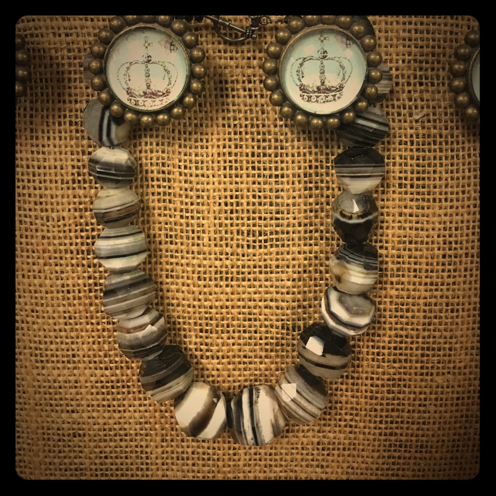 Handmade large stone necklace