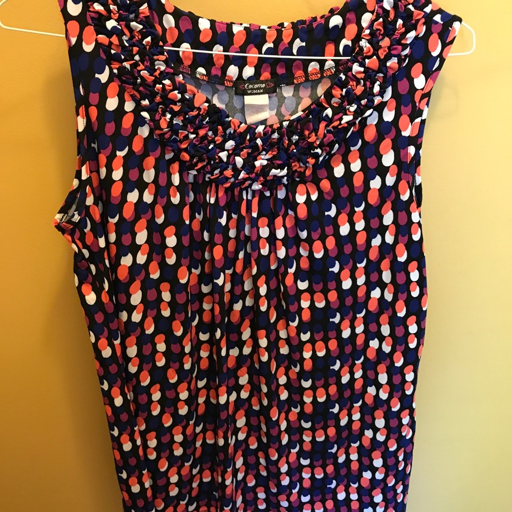 1X Polka dot sleeveless top