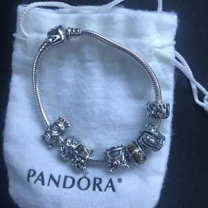 Pandora Bracelet with charms and stoppers
