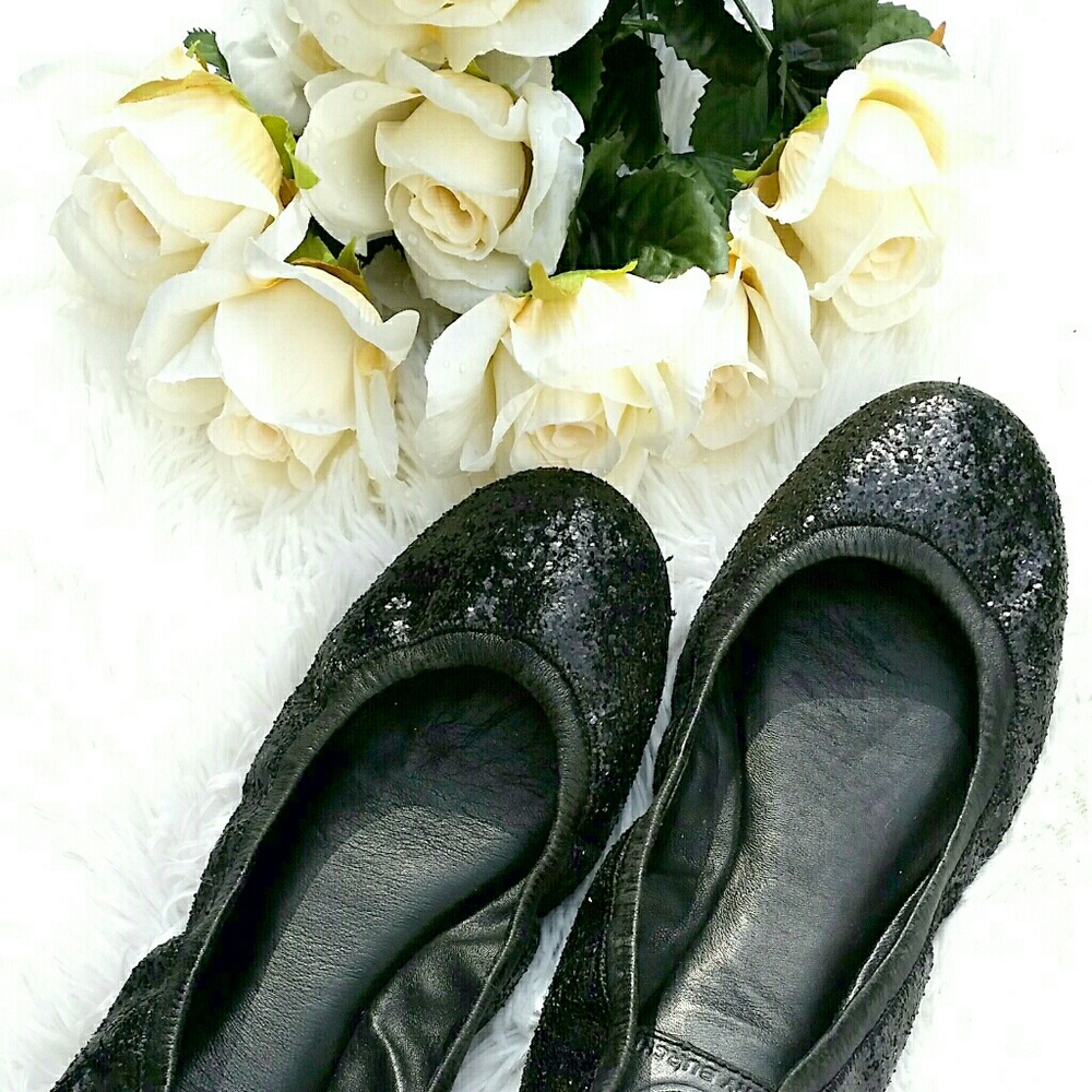 Tory Burch Eddie Black Glitter flats