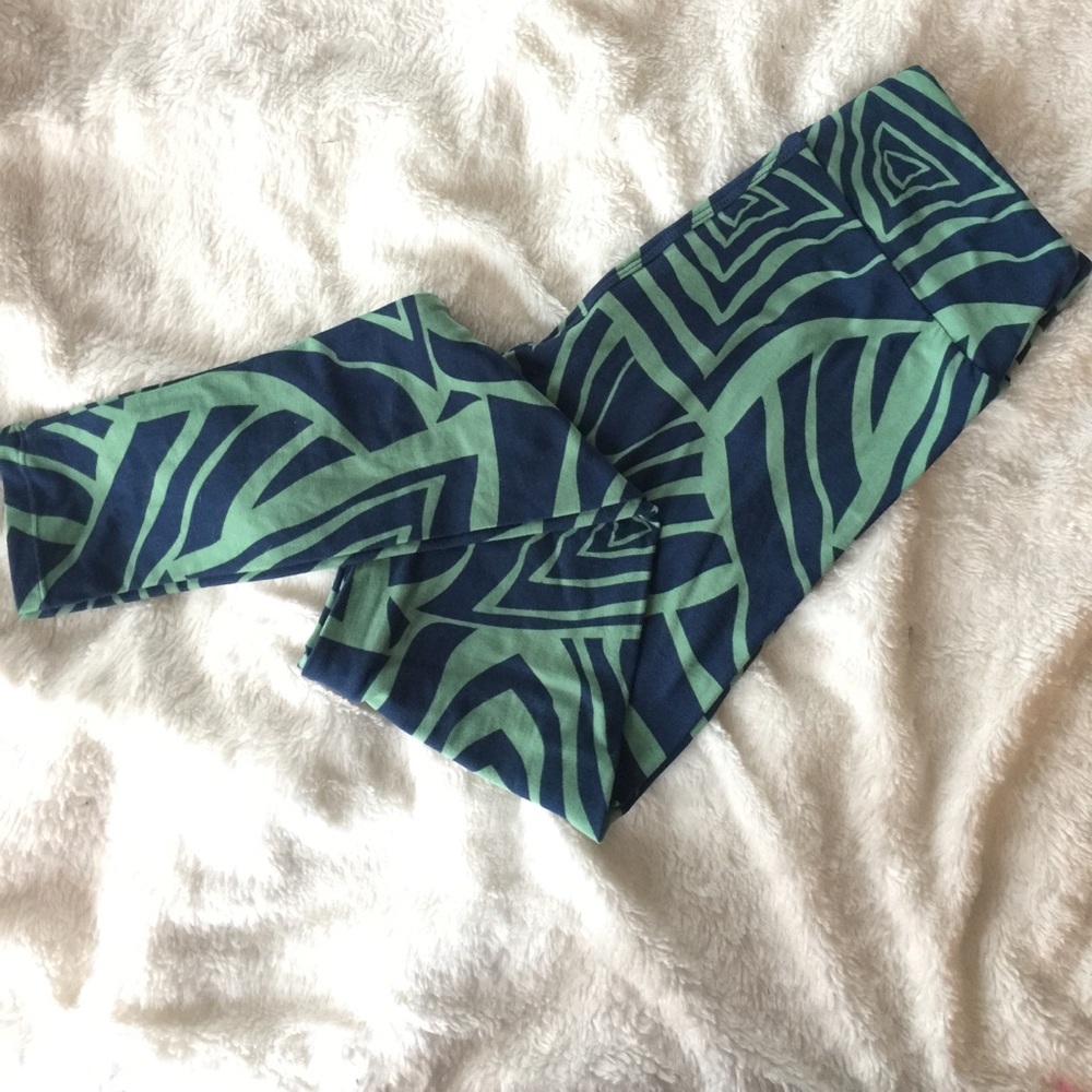 Green and Navy Lularoe OS Leggings