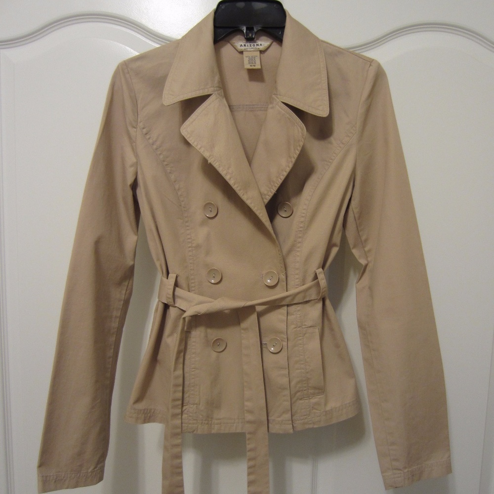 Arizona Khaki Double Breasted Trench Jacket Medium