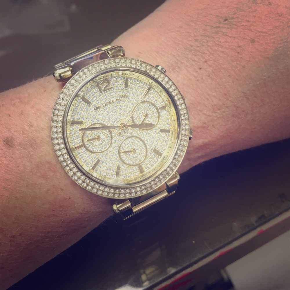 Michael Kors Gold with rhinestone face and dial