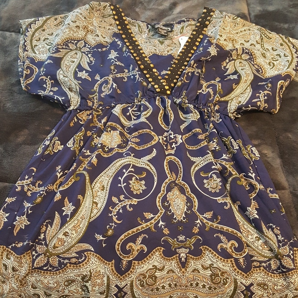 Blue and gold dress