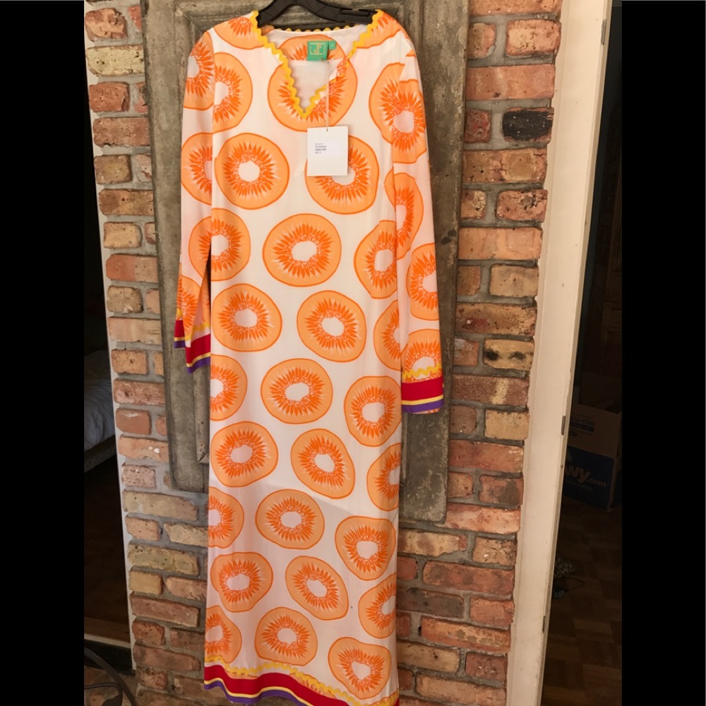 Jules Reid NWT fab "Beatrice" kaftan Orange Kiwi