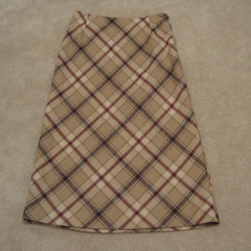 Eddie Bauer Tan/Black/Orange Plaid Skirt Size 4