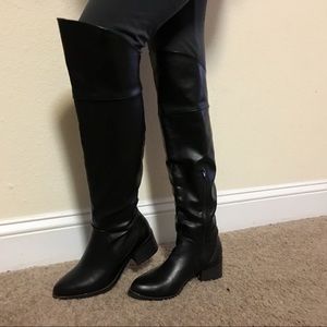 Knee-High Faux Leather Black Boots
