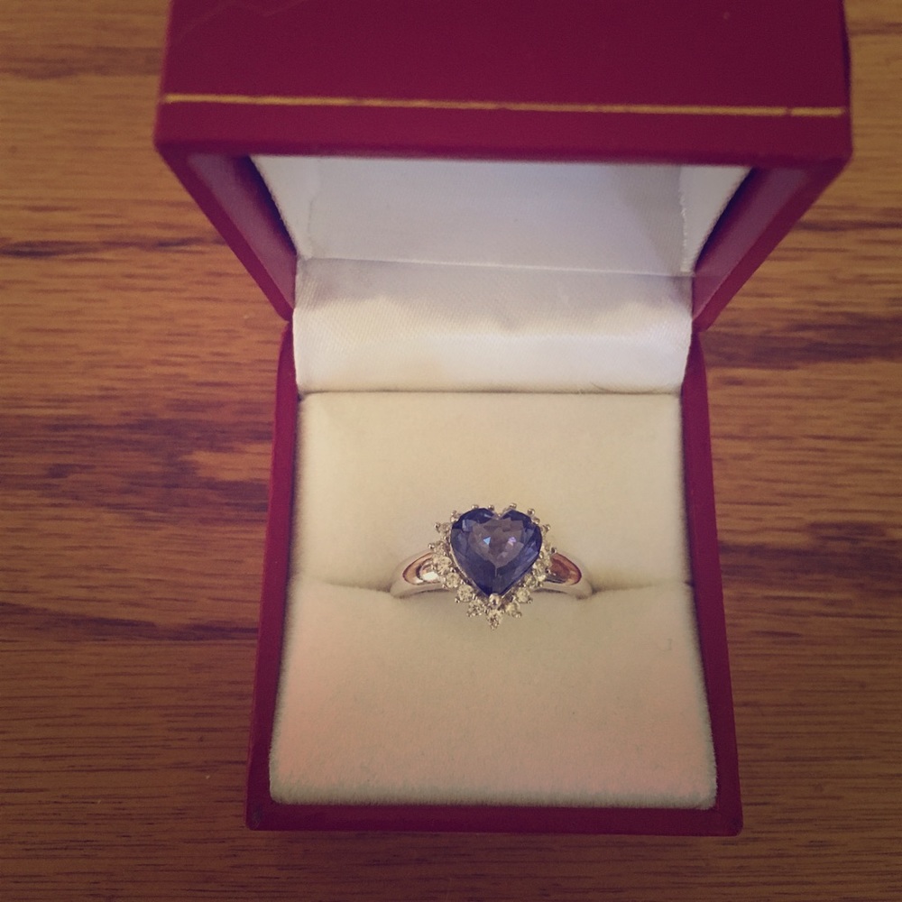 Silver tanzanite and sapphire ring
