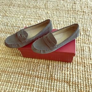 Faux grey suede loafers