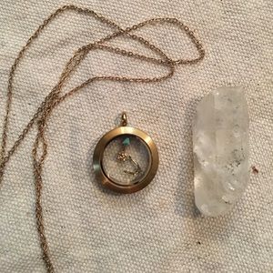 Origami Owl Matte Gold locket with charms