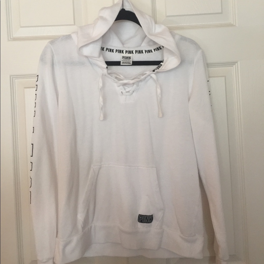 PINK🎀Victoria Secret pullover hoodie lace up tie