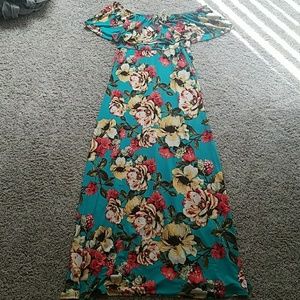 Pink blush- off shoulder maternity dress