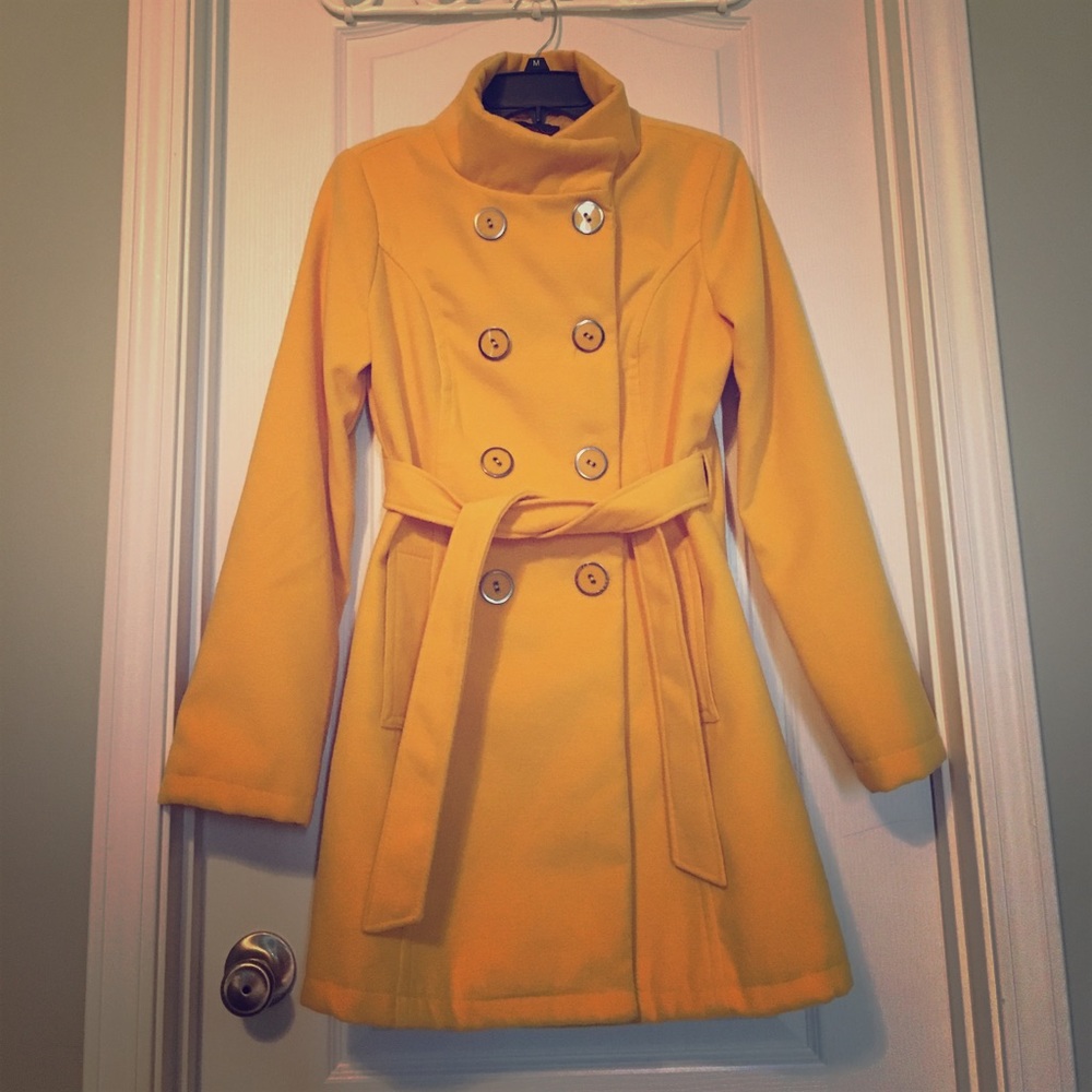 BEAUTIFUL mustard yellow wool-blend coat