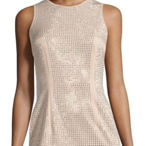 Dress form fitting tan and silver beads