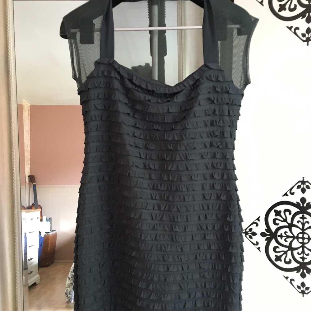 Evening Dress - charcoal grey stretch