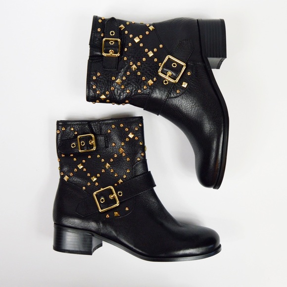 Nib Black Wenda Gold Studded Boots 