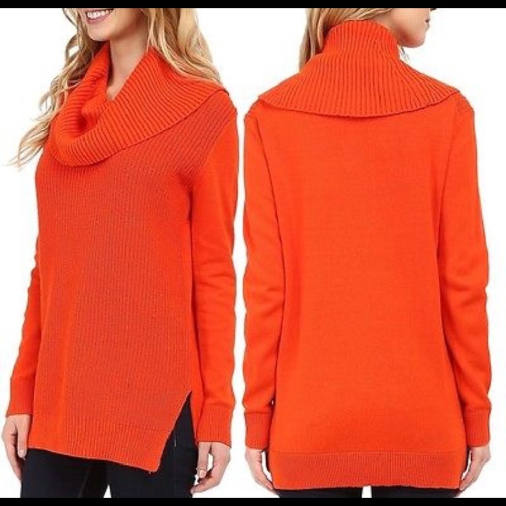 Michael Kors Orange ribbed cowl neck sweater