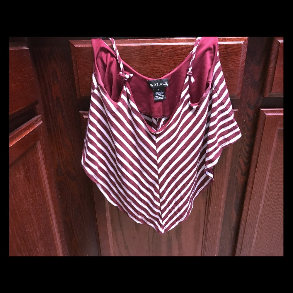 Wet seal red and white striped crop top