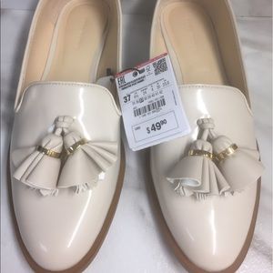 Brand New Zara Beige/Nude Loafers W/ Tassels