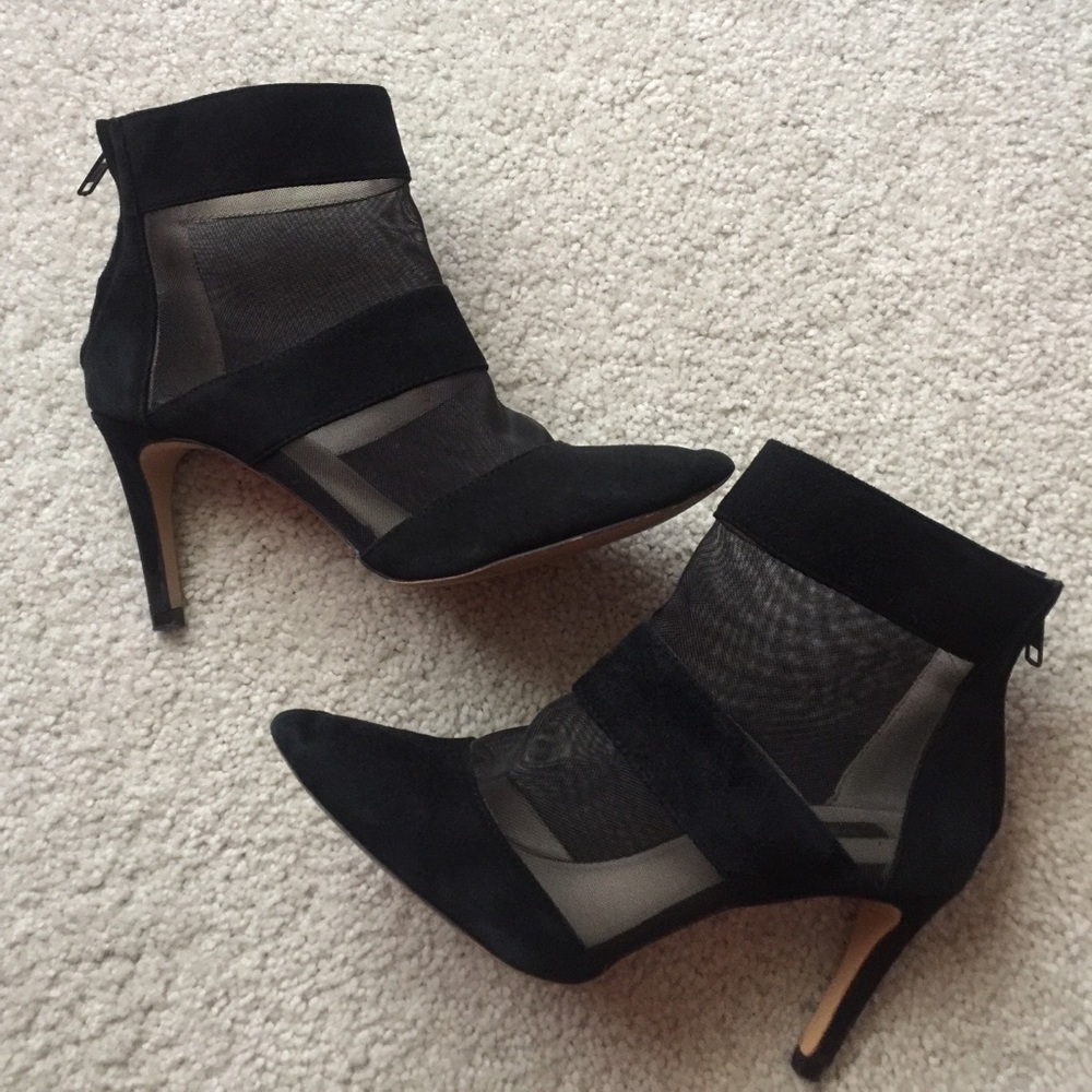 Zara Mesh + Suede Heeled Booties