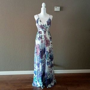 Charissa Ivory Chiffon Floral Dress