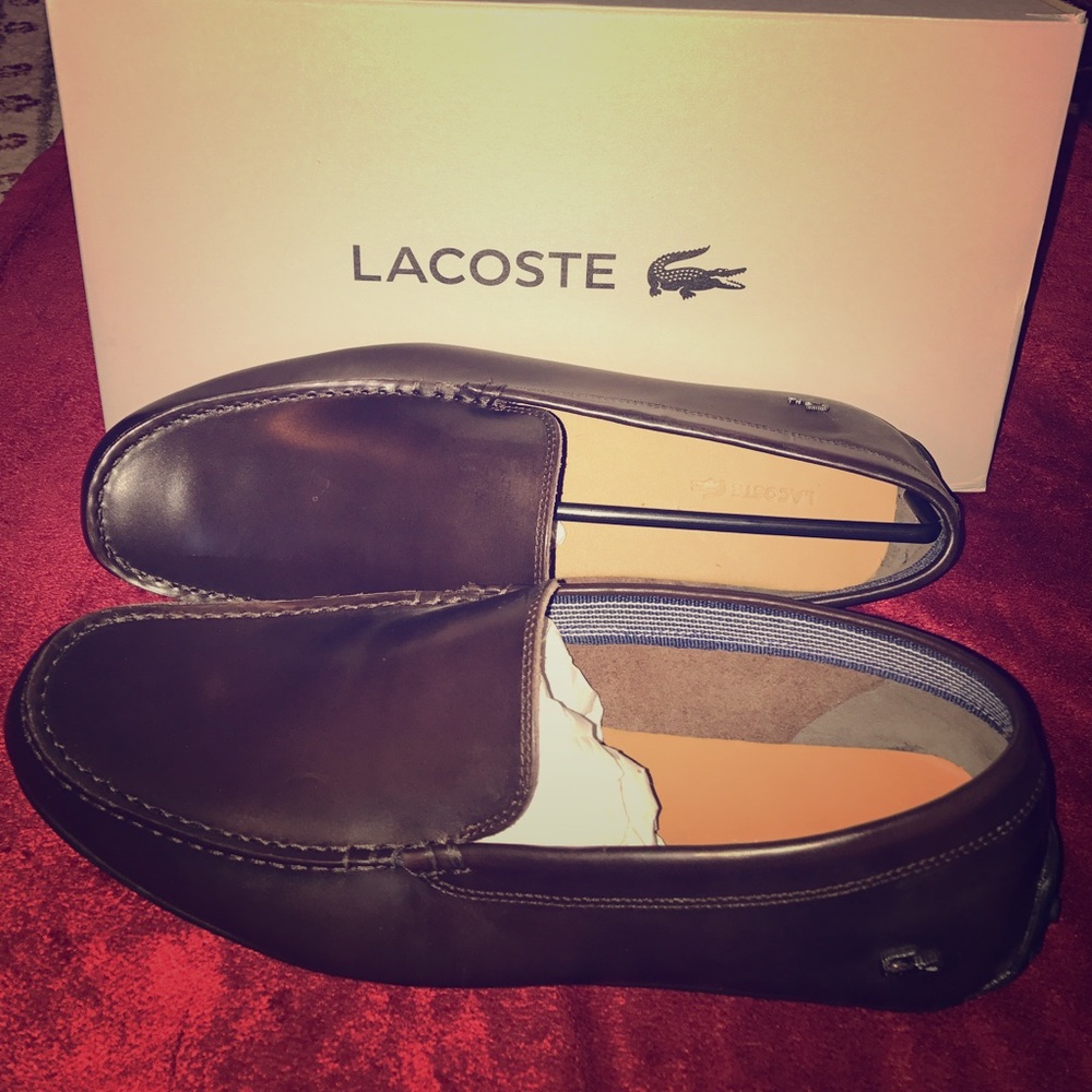 Lacoste Mens dark brown loafers