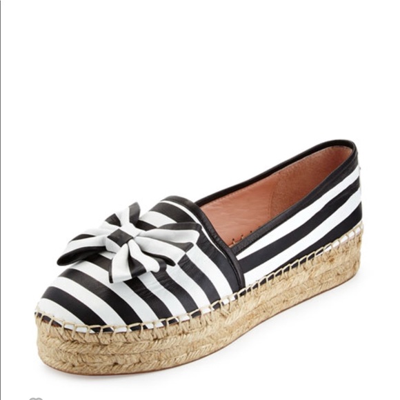kate spade Shoes - Kate spade black white striped NAPPA espadrilles