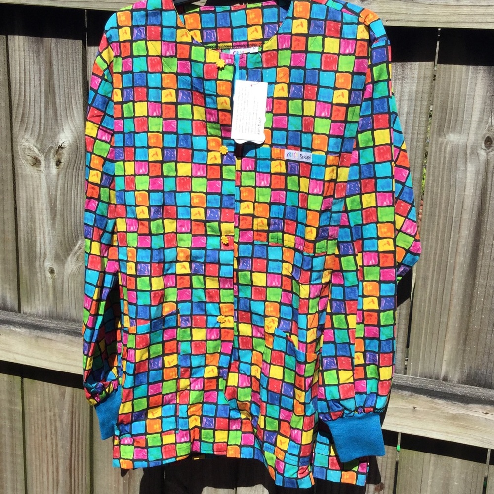 Multi colored scrub jacket